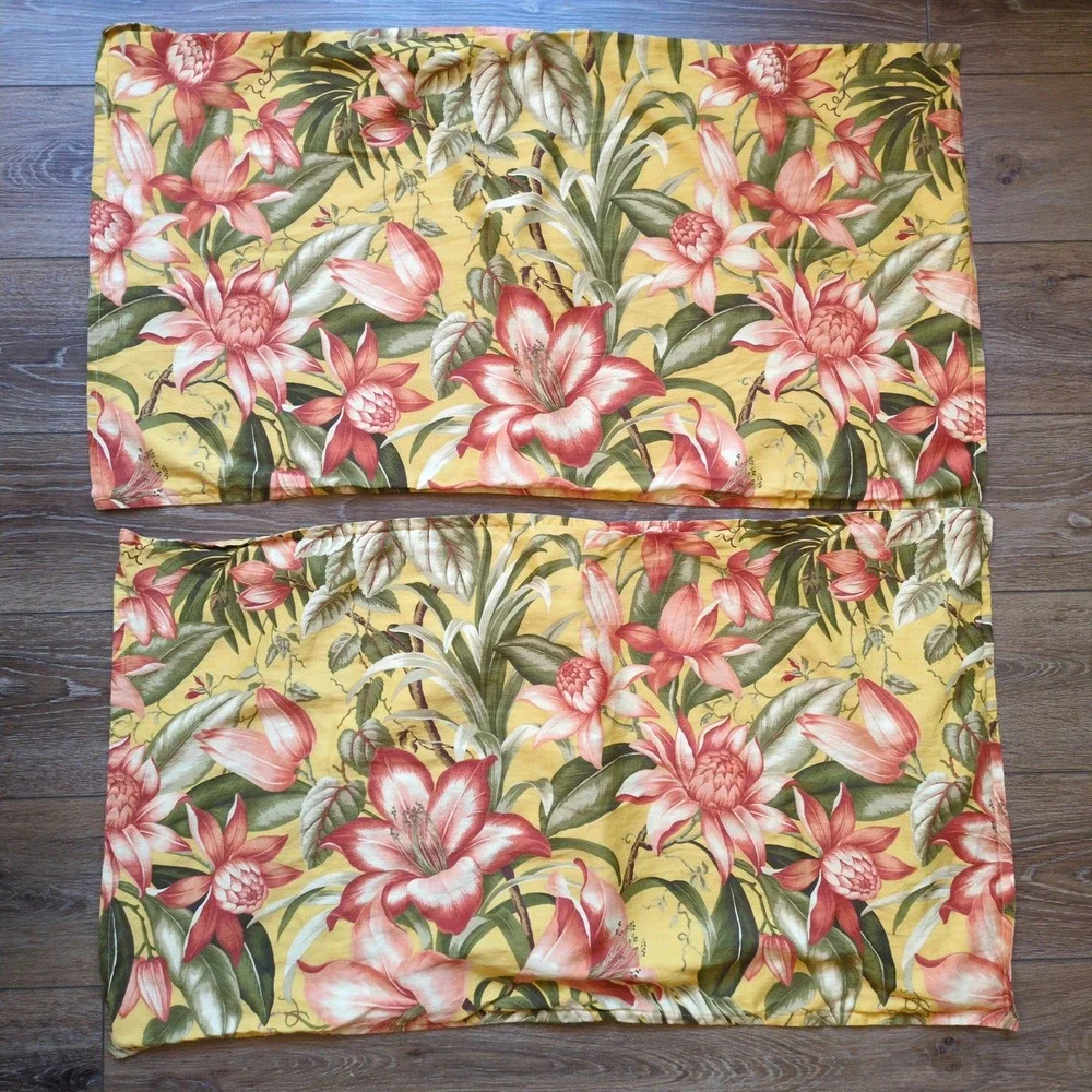 Tommy Bahama Home King Pillow Shams Pair (2)‎ - Yellow Pink Tropical Floral